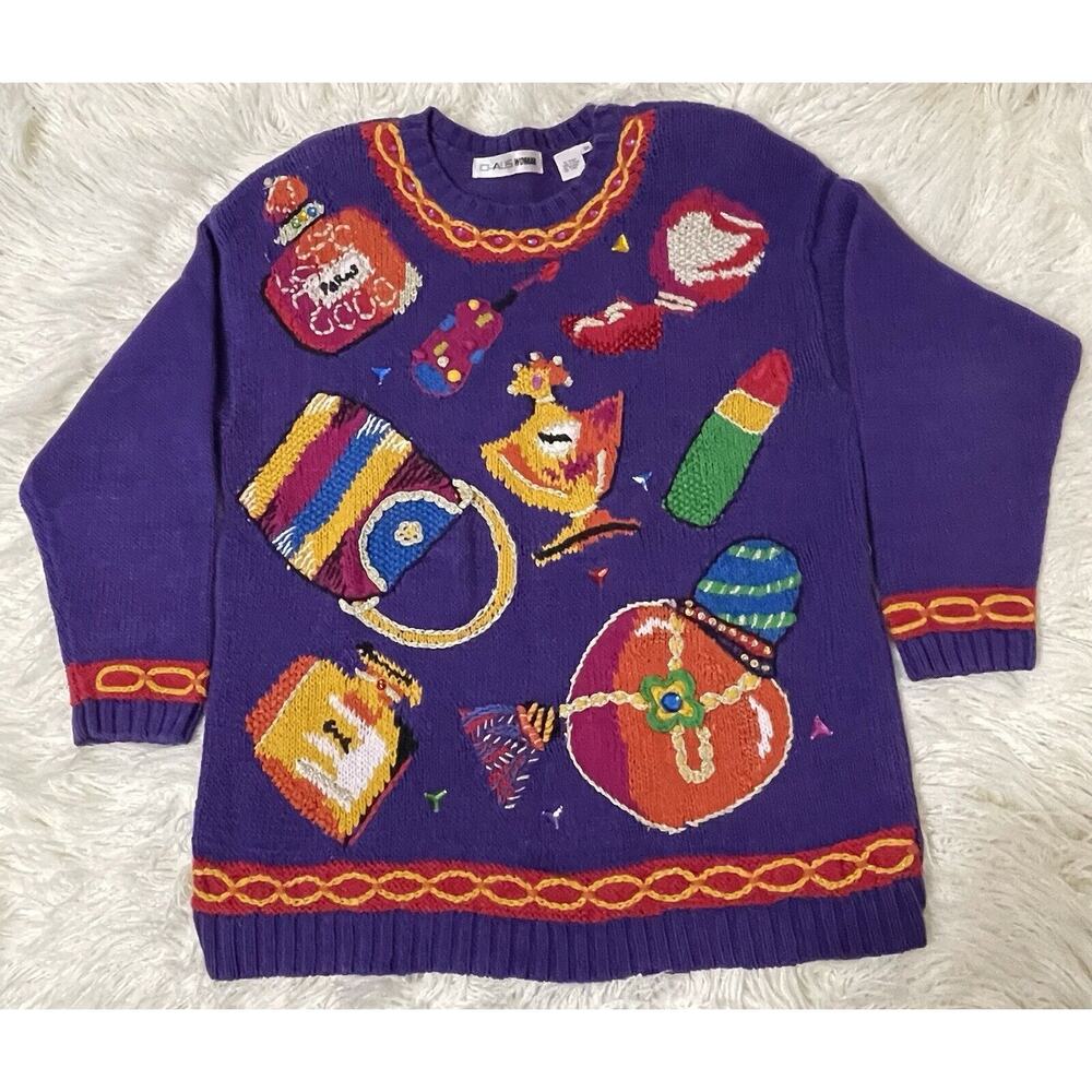 CHAUS Woman vintage novelty pullover long sleeve sweater 2X Volup